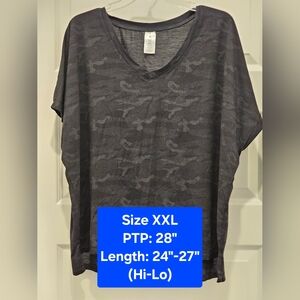 Soft Tee Short Sleeve Hi-Lo Camo Top, EUC, Size XXL